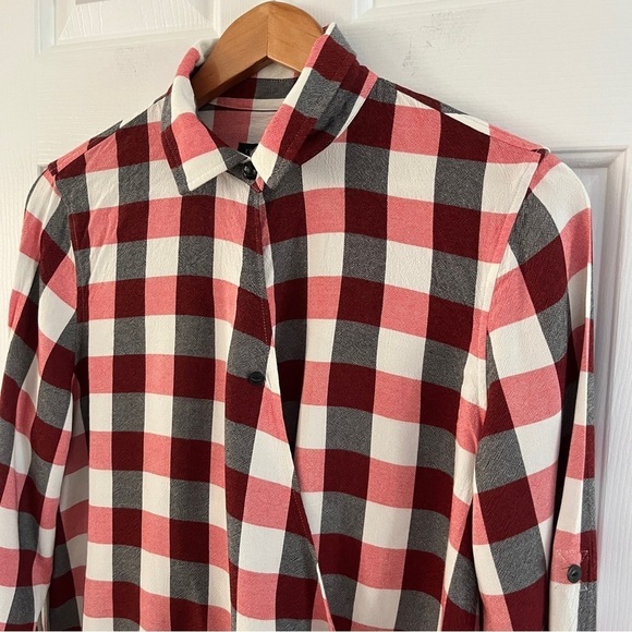 Rag & Bone Camille Surplus Plaid High-Low Blouse M - Picture 4 of 9